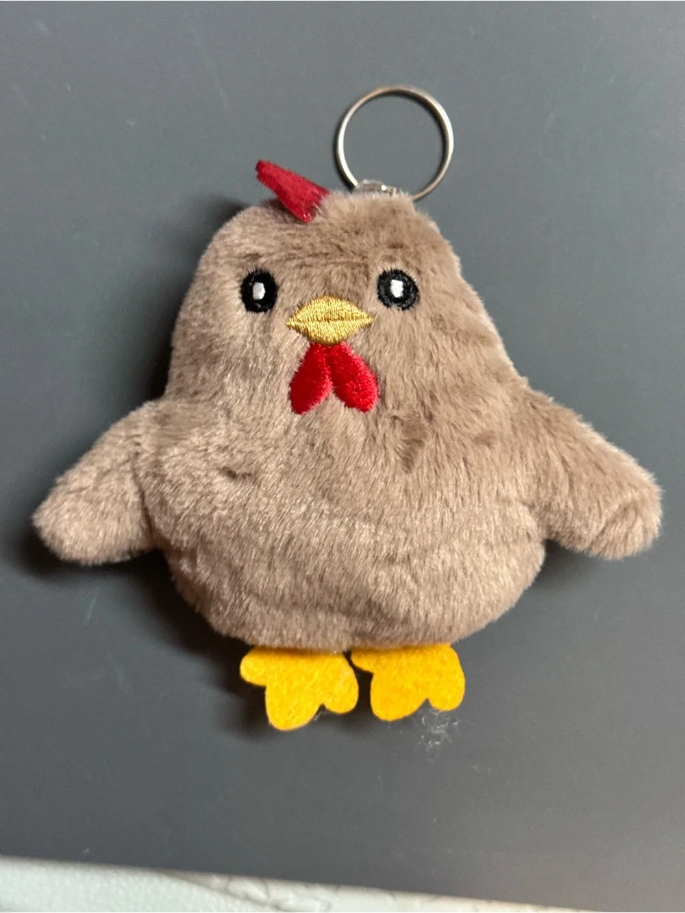 Handmade Brown Plush Chicken Keychain Bag Charm Cute Hen NIP